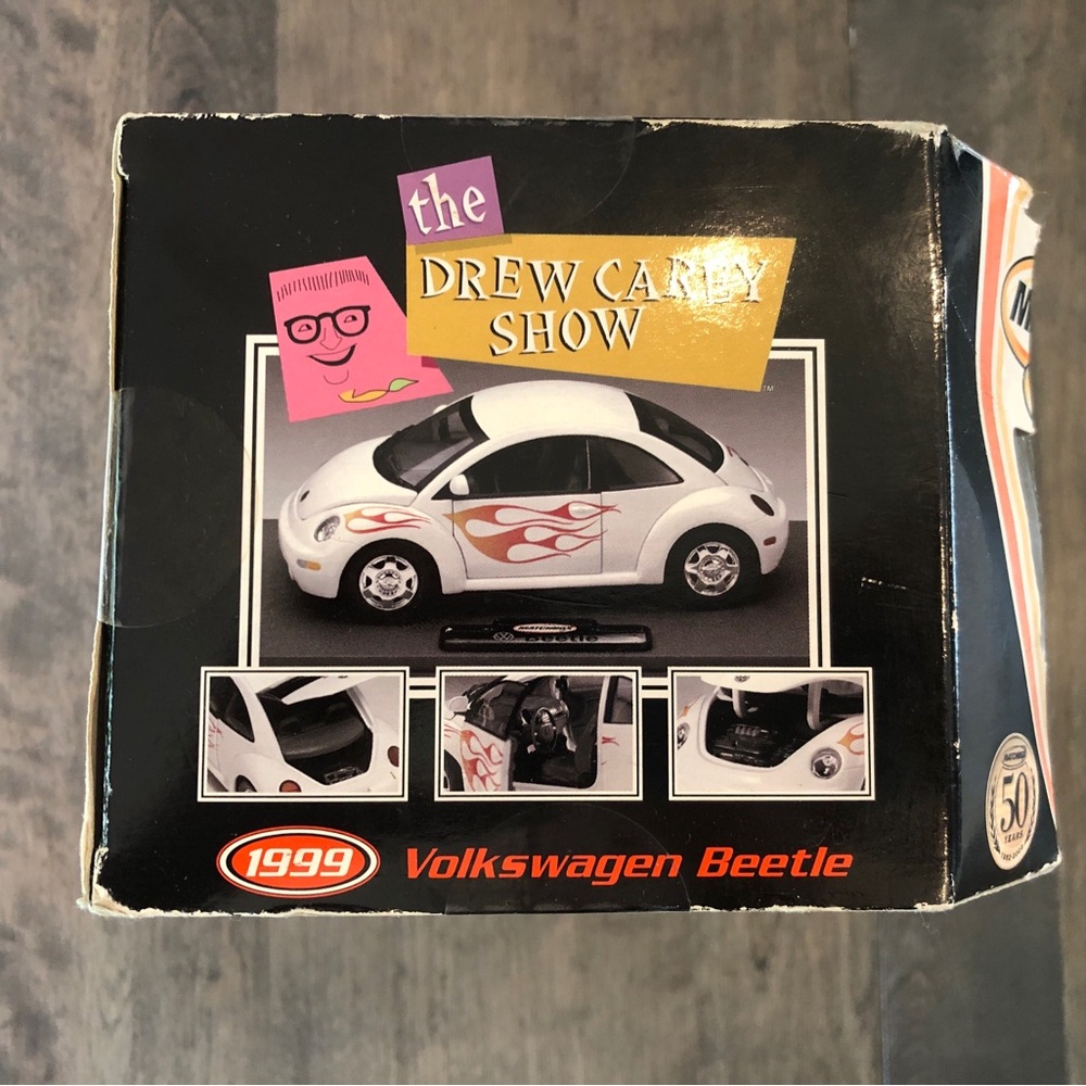 Matchbox Drew Carey Show 1999 VW Volkswagen Beetle Diecast 1:18 Flames Box - Picture 8 of 9
